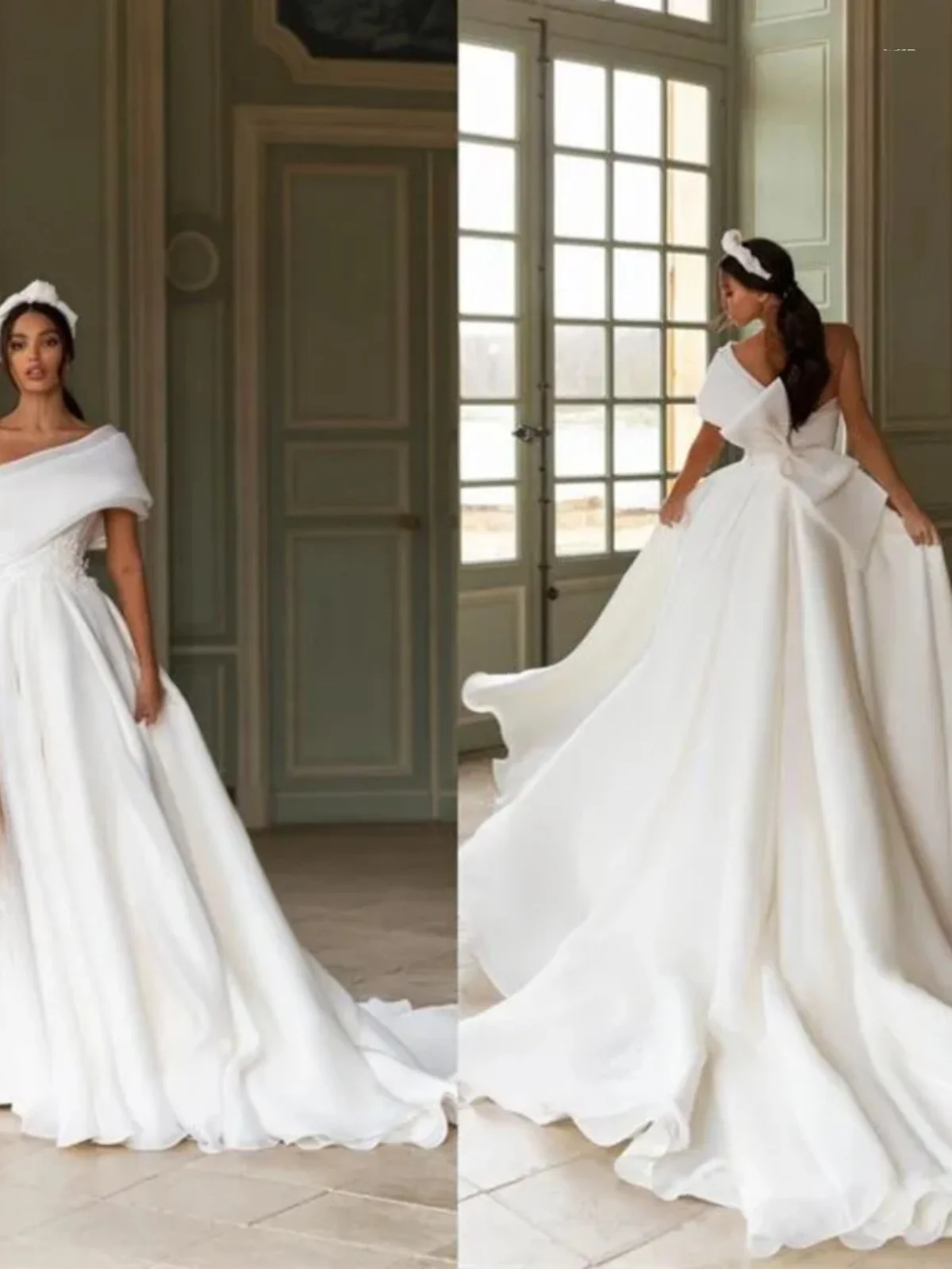 

Simple Ele Satin oulder Bridal Photoaphy Dr Indoor Outdoor with Sa Decoration mat Sle for Brides