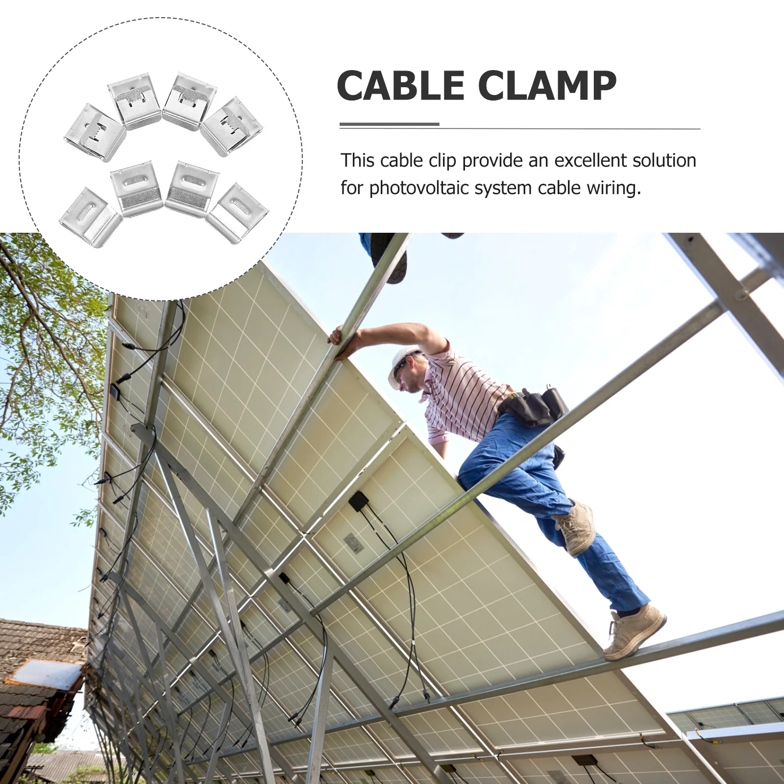

30Pcs Solar Panel Wire Clamp Stainless Steel Photovoltaic Cable Clips Wire Fixing Clips for Solar