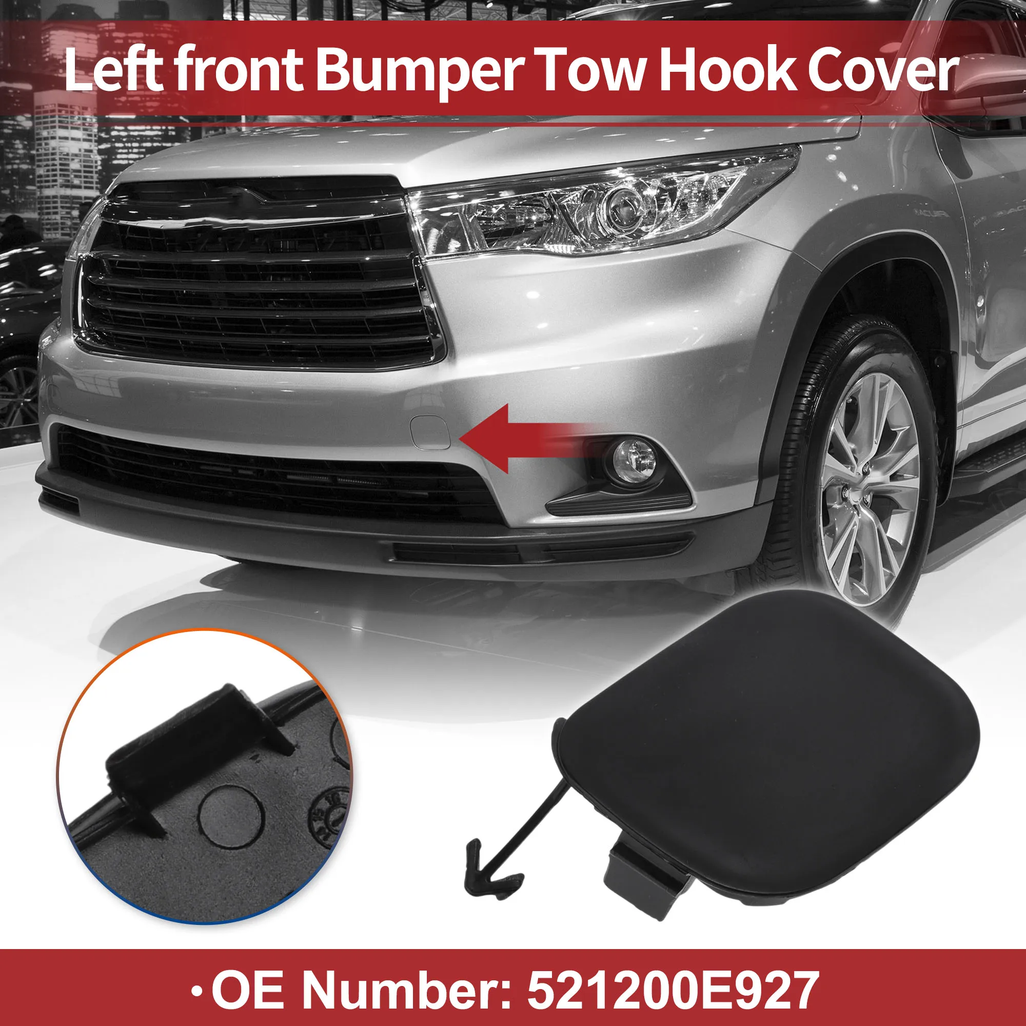 

X Autohaux левая передняя крышка фаркопа автомобиля для Toyota Highlander No 521200E927 черный 1 шт.