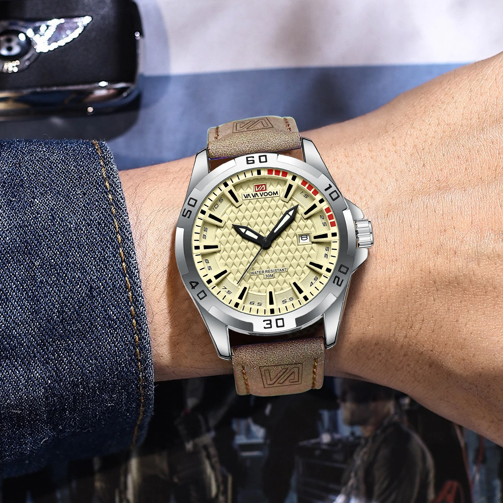 2025 relógio esportivo masculino moda estilo militar movimento de quartzo 45mm couro preto estilo negócios relógio à prova dwaterproof água relogio masculino