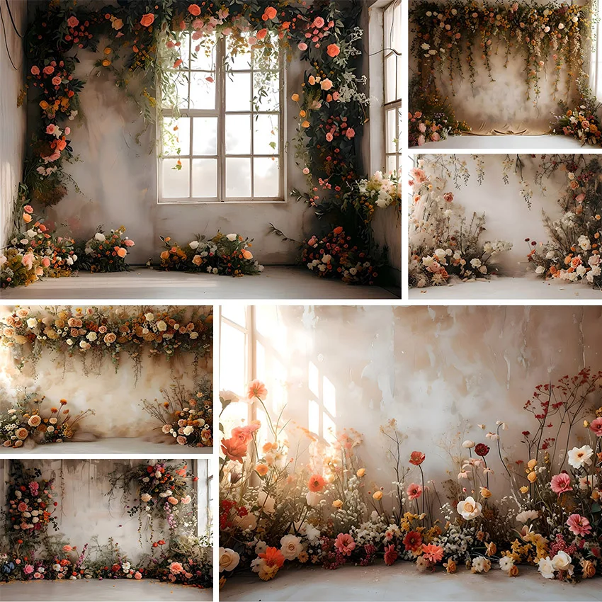 

Avezano Boho Backdrop Pampas Grass Brick Walls Floral Family Maternity Portrait Photography Background Photo Studio Party Decor