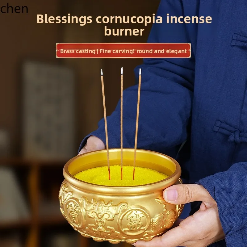 

HTT pure brass, incense offering to the God of Wealth, special Buddha incense inserting incense, indoor burner cornucopia