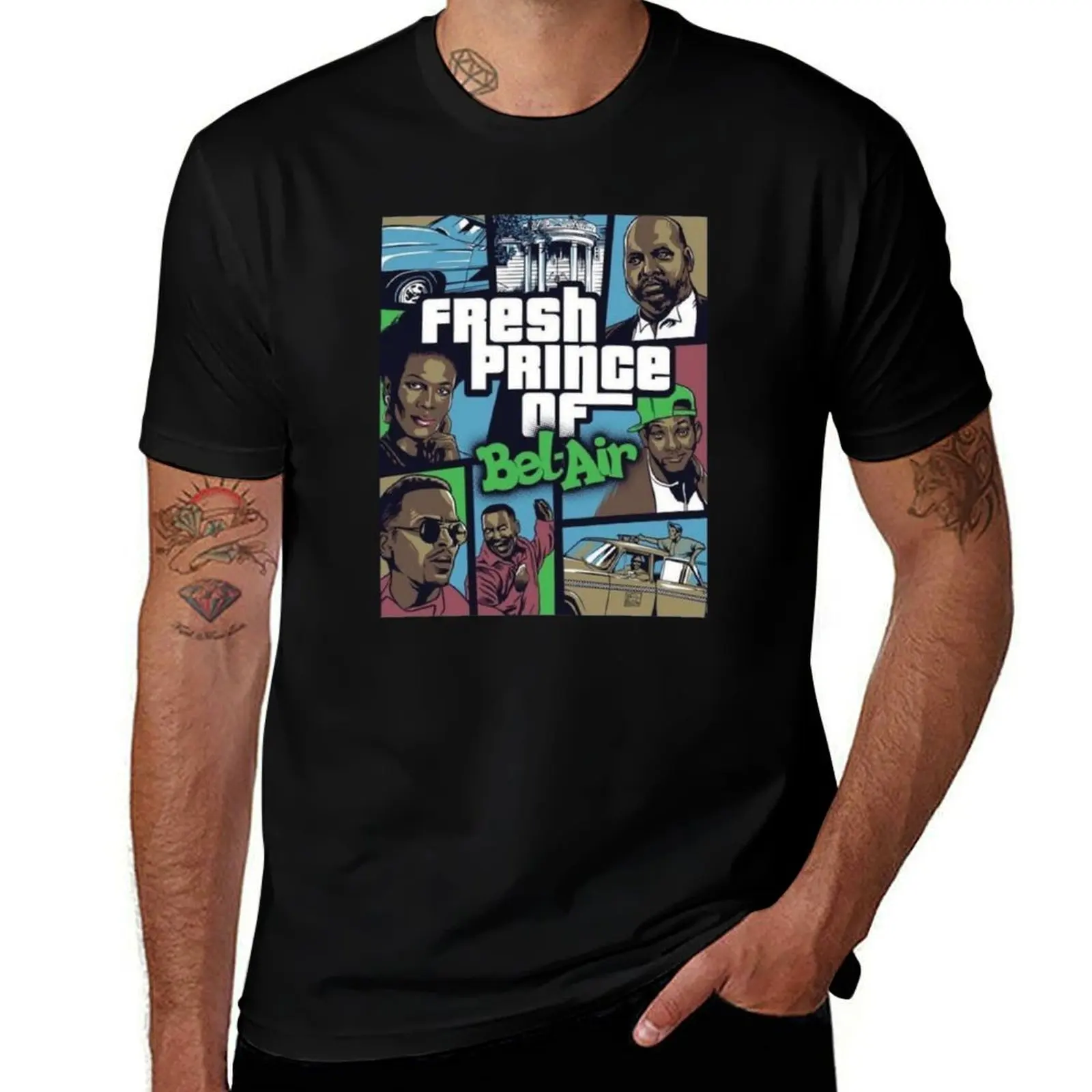 

shirt t t of man with prints cotton t shirts T-Shirt shirts soft Bel-Air for essential Prince cover GTA Fresh T-Shirt