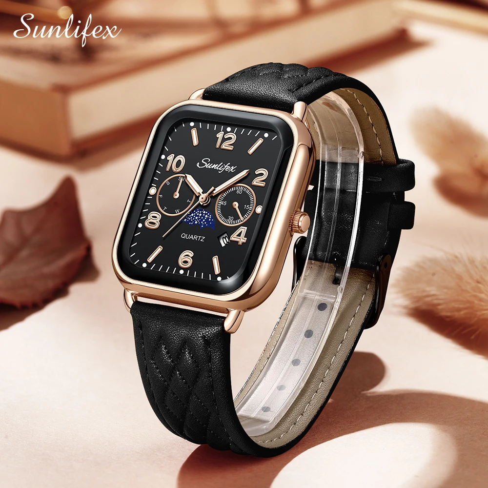 Sunlifex orologi da donna orologi originali al quarzo con cinturino in pelle moda Casual coreana