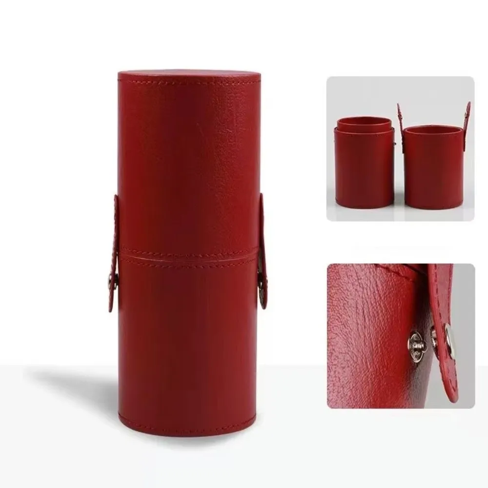 Fashion PU Leather Makeup Brush Bucket Waterproof Dust-Proof Empty Cosmetic Brushes Pen Holder Portable Makeup Brush Organizer
