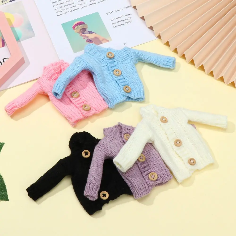 Neuer mehrfarbiger handgefertigter Pelzmantel, Kleidung, Mini-Strickpullover, Oberteile, Freizeitkleid, 1/6 BJD Puppenzubehör