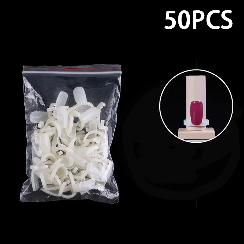 50Pcs Full Nail Tips False Nails Plastic DIY Nail Polish Color Swatch Display Card Ring For Manicure Art Display Tools