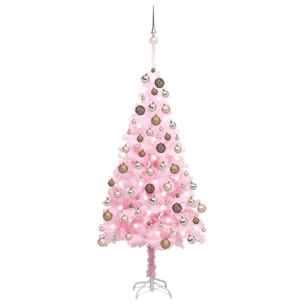 Künstlicher Weihnachtsbaum mit Beleuchtung & Kugeln Rosa 180cm