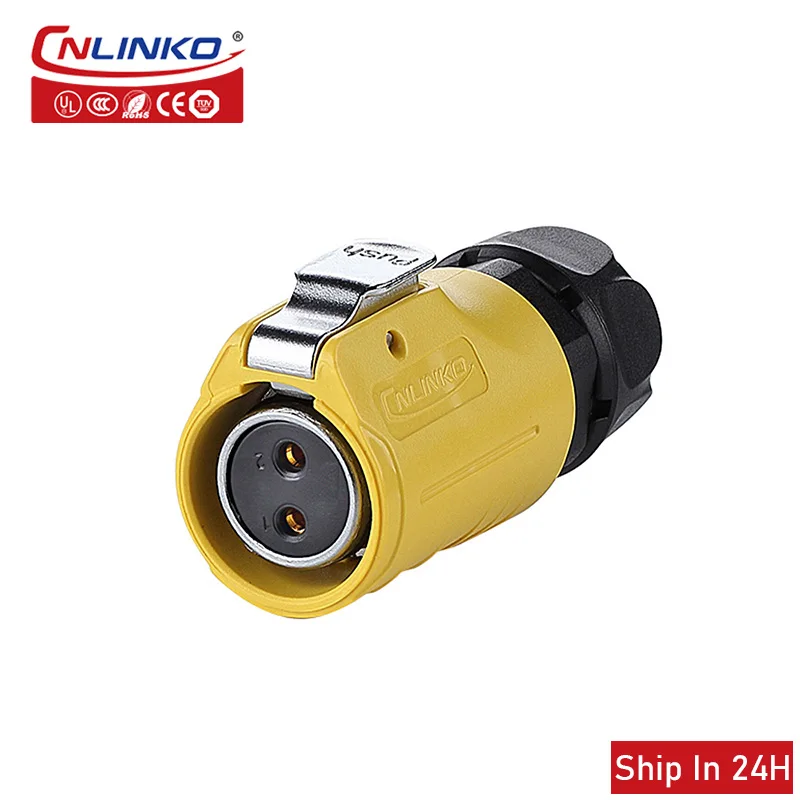 Cnlinko LP20 M20 Waterproof 2pin Industrial Male Female Plug Docking Joint AC 20A Power Connector for Solar Radio Video UAV LED