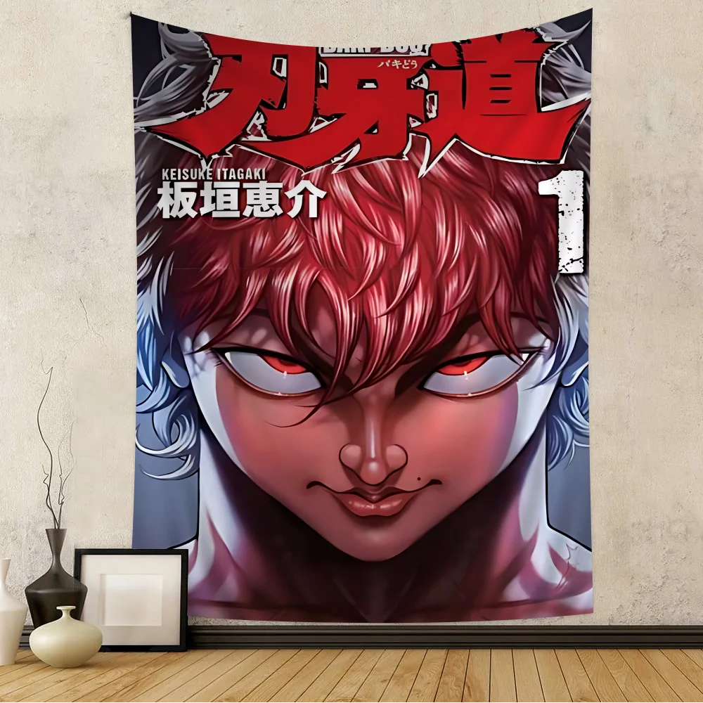 

B-Baki Classics Anime Hanging Bohemian Tapestry Hanging Tarot Hippie Wall Rugs Dorm Japanese Tapestry