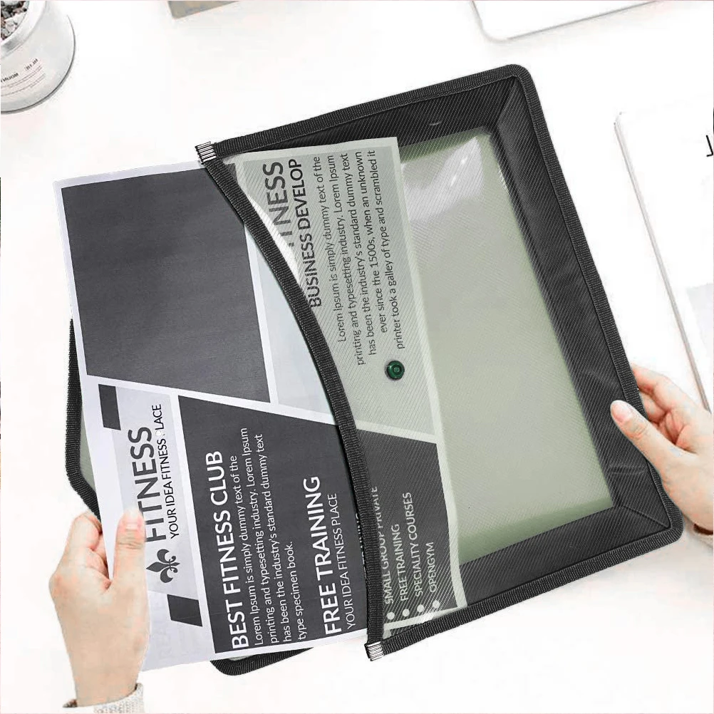 Transparent File Holder A4 Document Folder Black Color Water Resistant Scratch Proof Plastic Files Envelope Office for Document