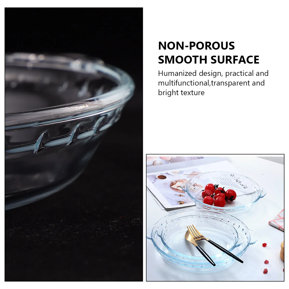 Transparent Heat-Resistant Glass Pie Plate for Oven Microwave Refrigerator Baking Casserole Roasting Nonporous Dish Classic Even