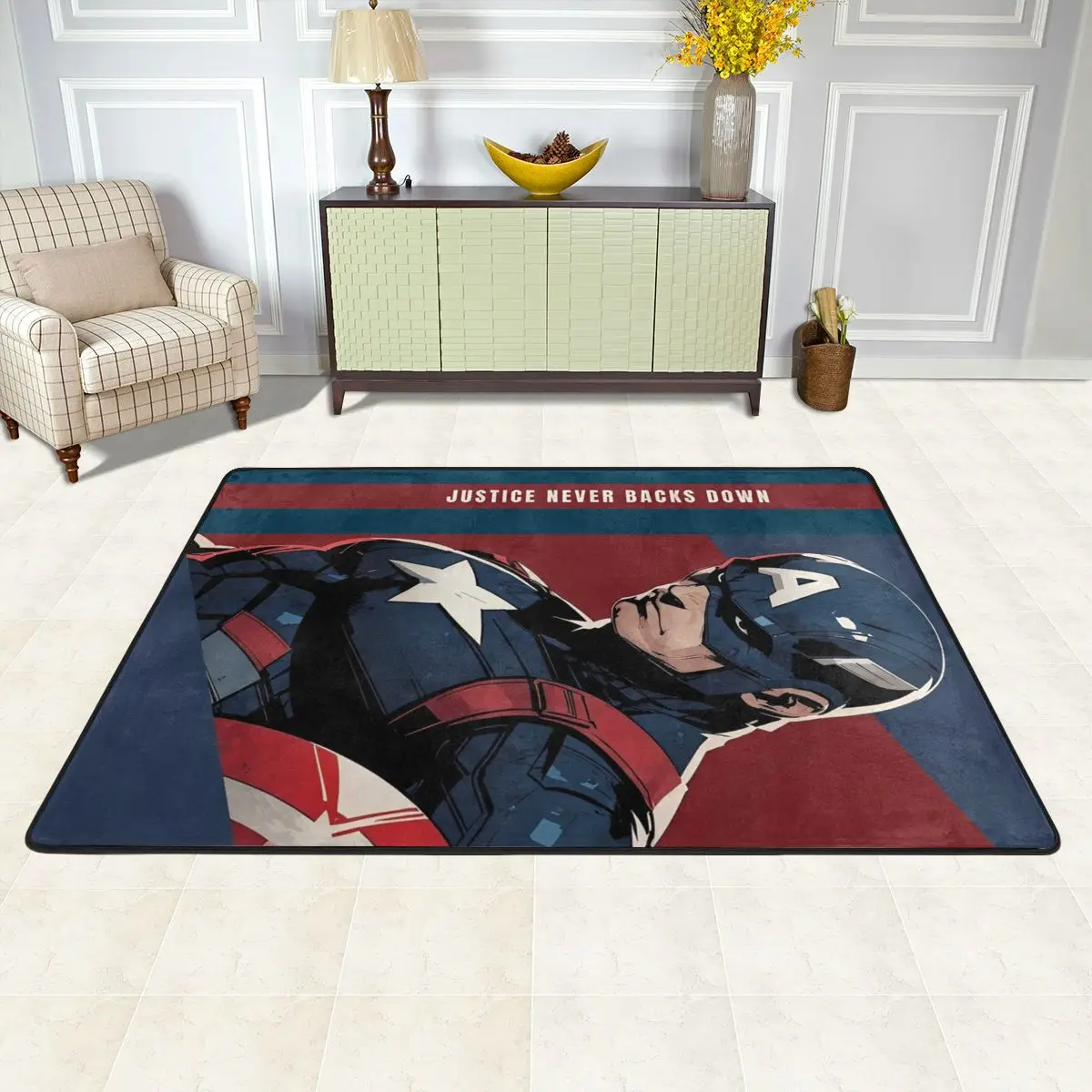 Captain America Miniso Carpet For Children Living room Bedroom Kitchen Retro Waterproof Floor Carpets Anti Slip Graphic Rugs