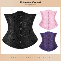 Corsé debajo del busto de talla grande, corsé gótico Ceñidor, corsés medievales para mujer, corsé de cintura Vintage de Jacquard, Top negro, blanco y morado