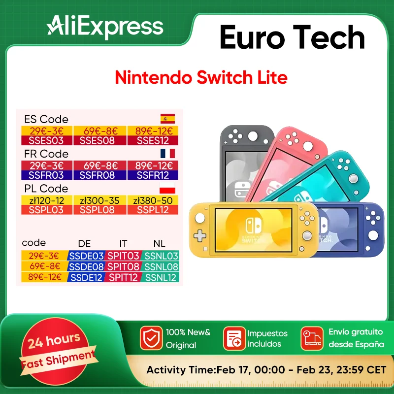 Consolas Nintendo Switch Lite - 32GB Batería 3570mah 5.5'' Compatto e leggero Controller integrati