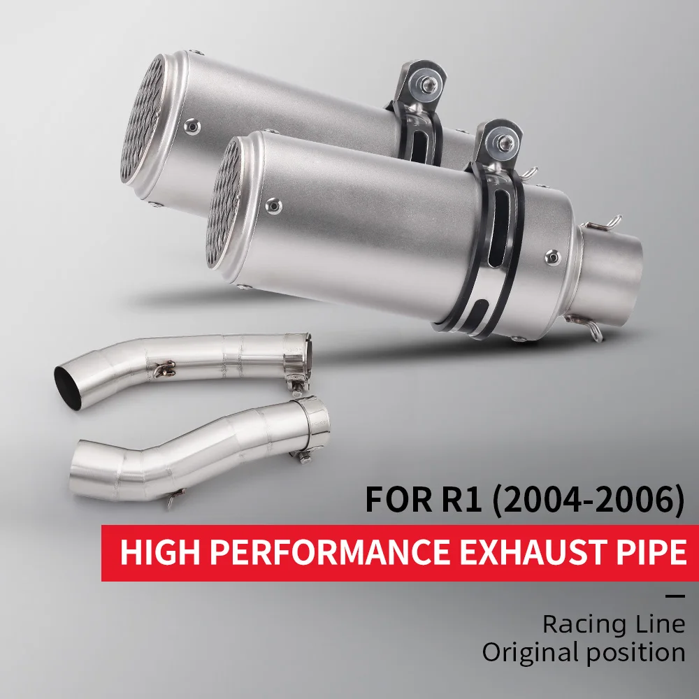 

R1 exhaust system, suitable for YZF-R1 models from 2004, 2005, and 2006, compatible with 51mm mufflers