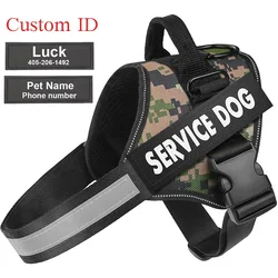 Personalized Service Dog Harness Reflective Adjustable No-Pull Pet Harness Vest for Small Medium Large Dog with Customized Patch