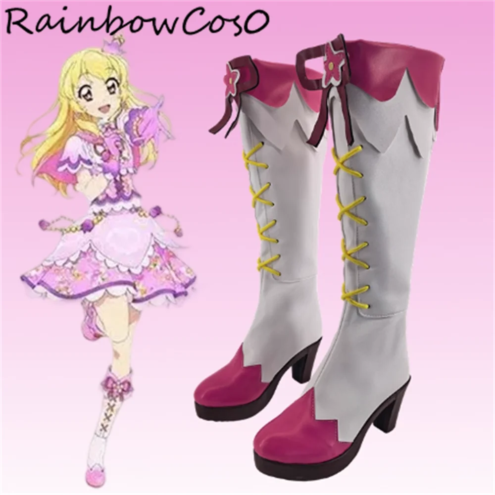 Hoshimiya Ichigo Aikatsu! Series Cosplay Shoes Boots Game Anime Party Halloween RainbowCos0 W5046