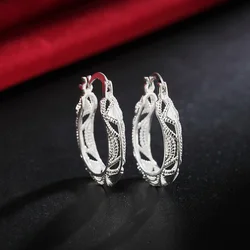 JewelryTop store Wholesale lady 925 Sterling silver hoop women wedding Earring Jewelry charms Cute Fashion Christmas gift nice