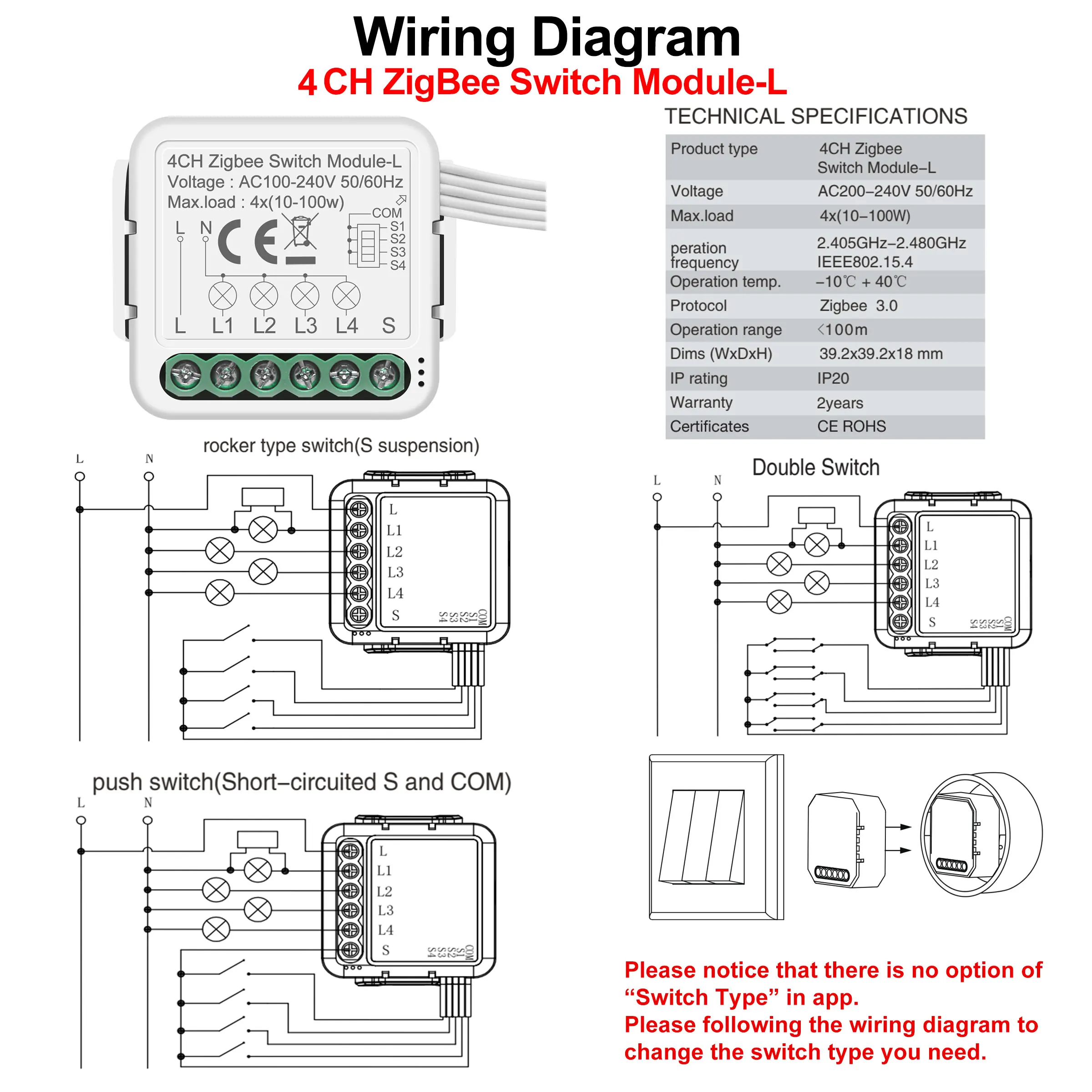 GIRIER Tuya ZigBee 3.0 modulo interruttore luce intelligente nessun cavo neutro richiesto funziona con Alexa Google Home Support controllo a 2 vie