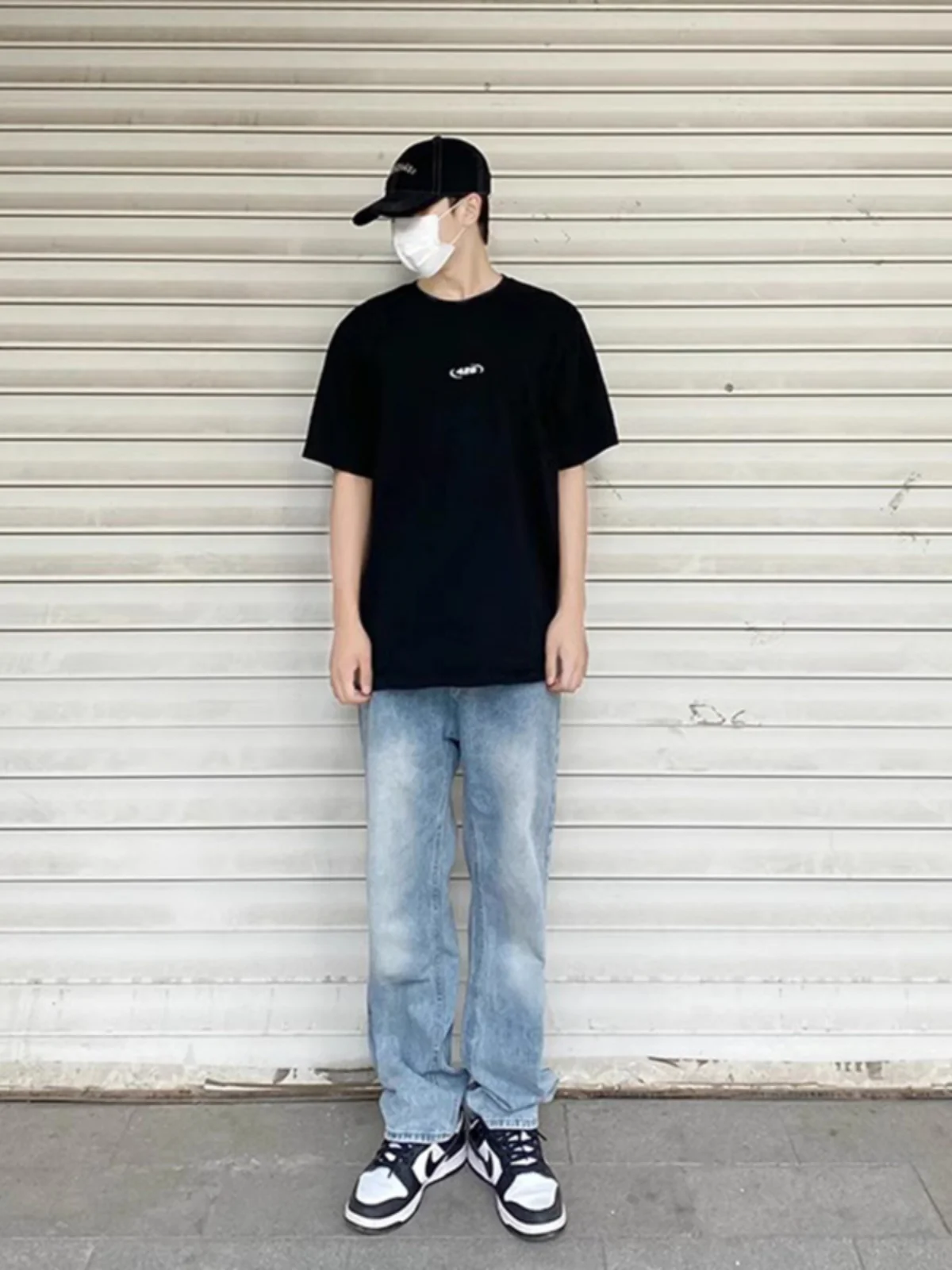 

Light Blue Men's Straight Leg Jeans High Street Sle Slim Fit Trendy Brand Casual Wear Cotton Polyester Blend Long Pants