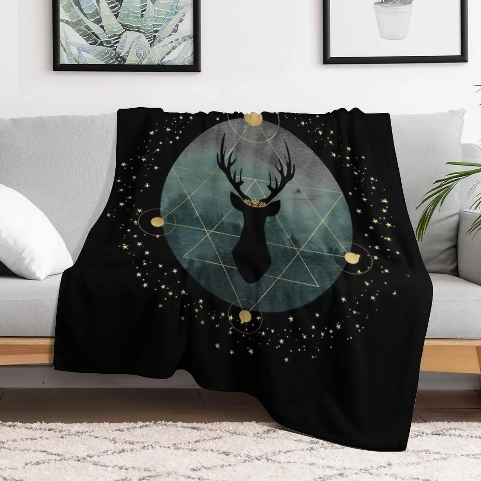 Throne of Glass- Forest Stag Throw Blanket Cozy Throw Blanket Birthday Gift for Him Her