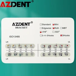 1 paczka AZDENT Dental zamki ortodontyczne Mini / Standard Roth / MBT / Edgewise 022/018 Slot Hook 3/345