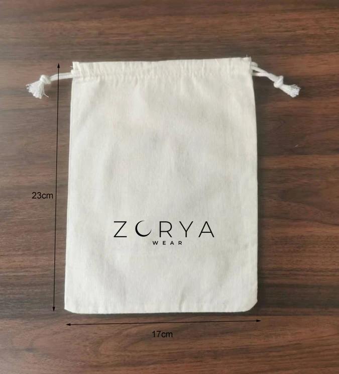 500 PCS 17x23cm + 500 PCS 20x30cm Natural Cotton Bags Drawstring Gift Pouches Screen Printed With Black Logo Customized Logo