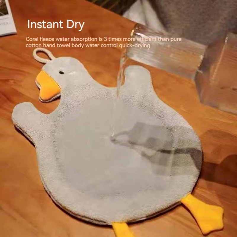 Cartoon Goose Hand Towel Kitchen Bathroom and Toilet Hand Towel Hanging Type with Super Water Absorption Quick Drying It Is Hard