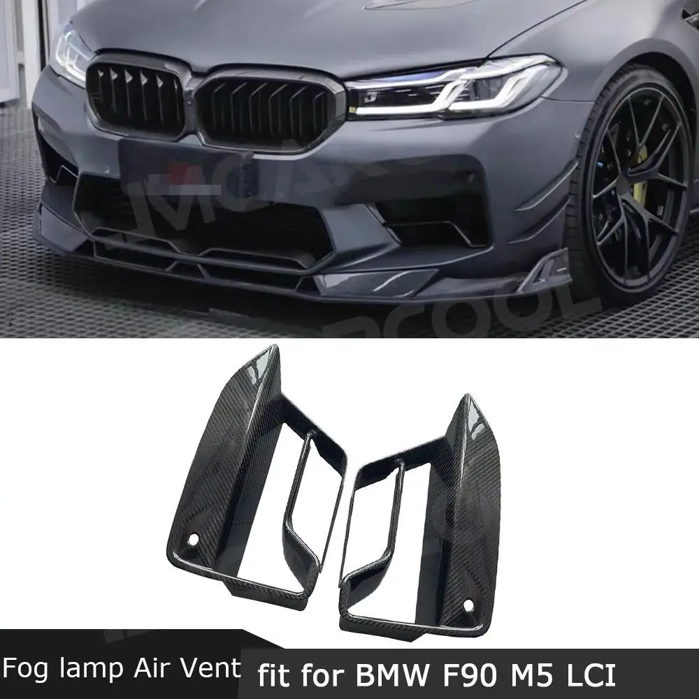 

JMCARCOOL сухой передний бампер из углеродного волокна, автомобильная крышка вентиляционного отверстия, накладка Canard, противотуманная фара для BMW 5 серии F90 M5 LCI 2022+