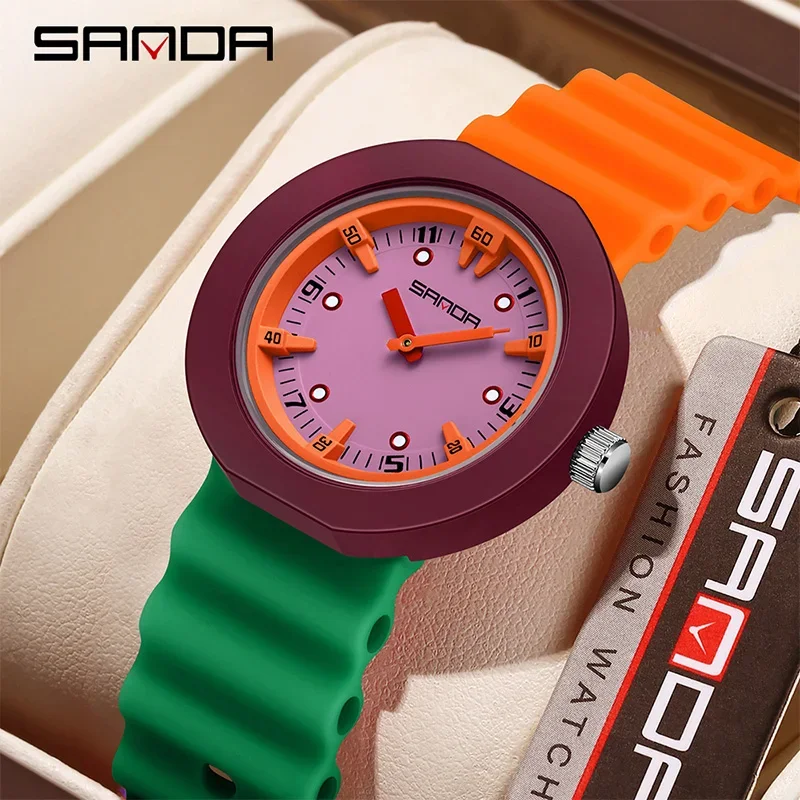 

SANDA хорошо продаются детские кварцевые часы светящийся водонепроницаемый стереоскопический диск и высокие детские кварцевые часы силиконовый ремешок