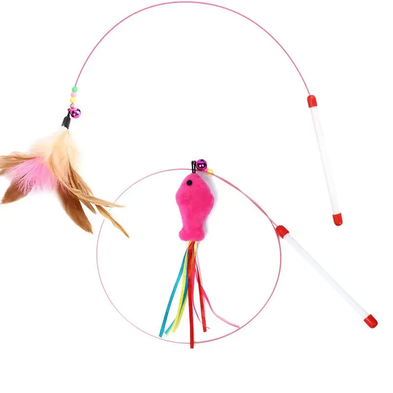 2023 new Cat toys Pet Products cat sticks steel wire feathers cat love fish cat toys cat toys interactive artifacts cat supplies