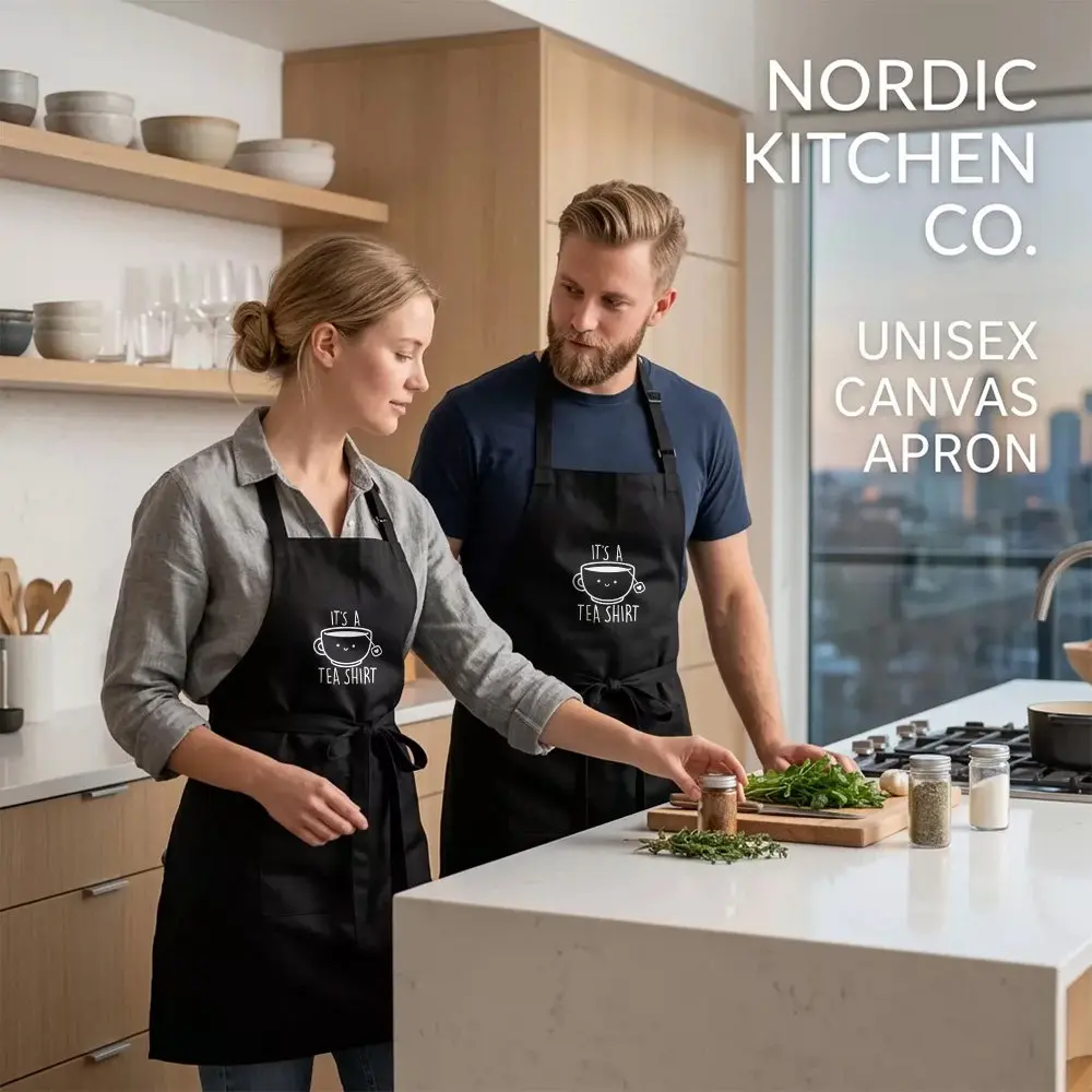 Nordic Cartoon Tea Couple Kitchen Apron Cake Milk Tea Coffee Shop Internet-famous BBQ 2026 New Style Apron Workwear