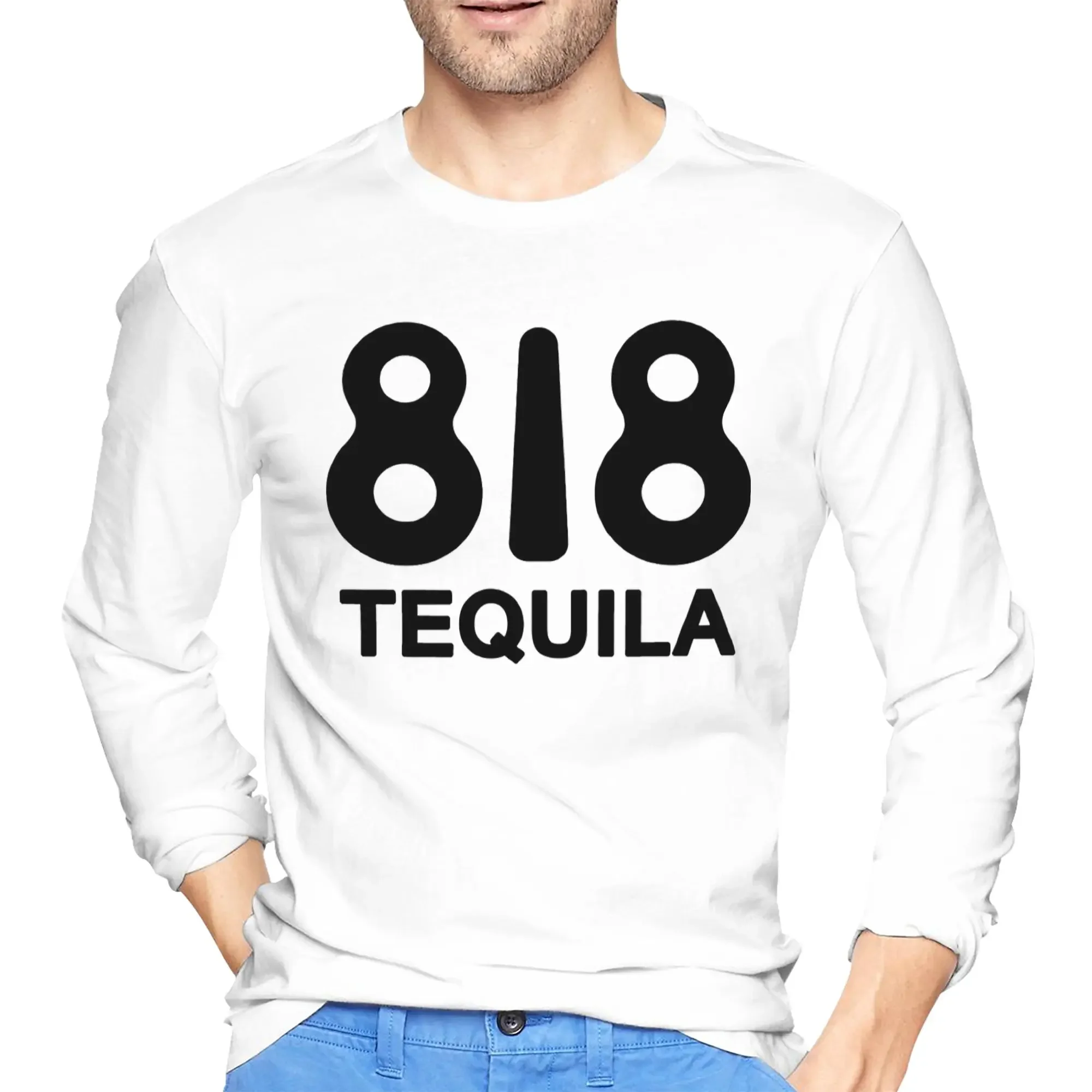 

818 Merch 818 Tequila Logo Men's Long Sleeved T-shirt Breathable Round Neck T shirts Spring and Autumn Men tops