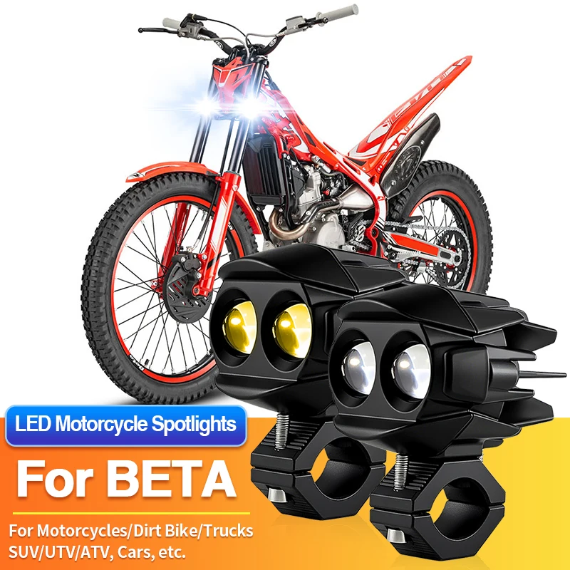 1 Set LED Motorcycles Headlight Two-Color Fog Light Spotlight SUV ATV Off Road for BETA RR-S 350 390 500/RX 300/Xtrainer 300