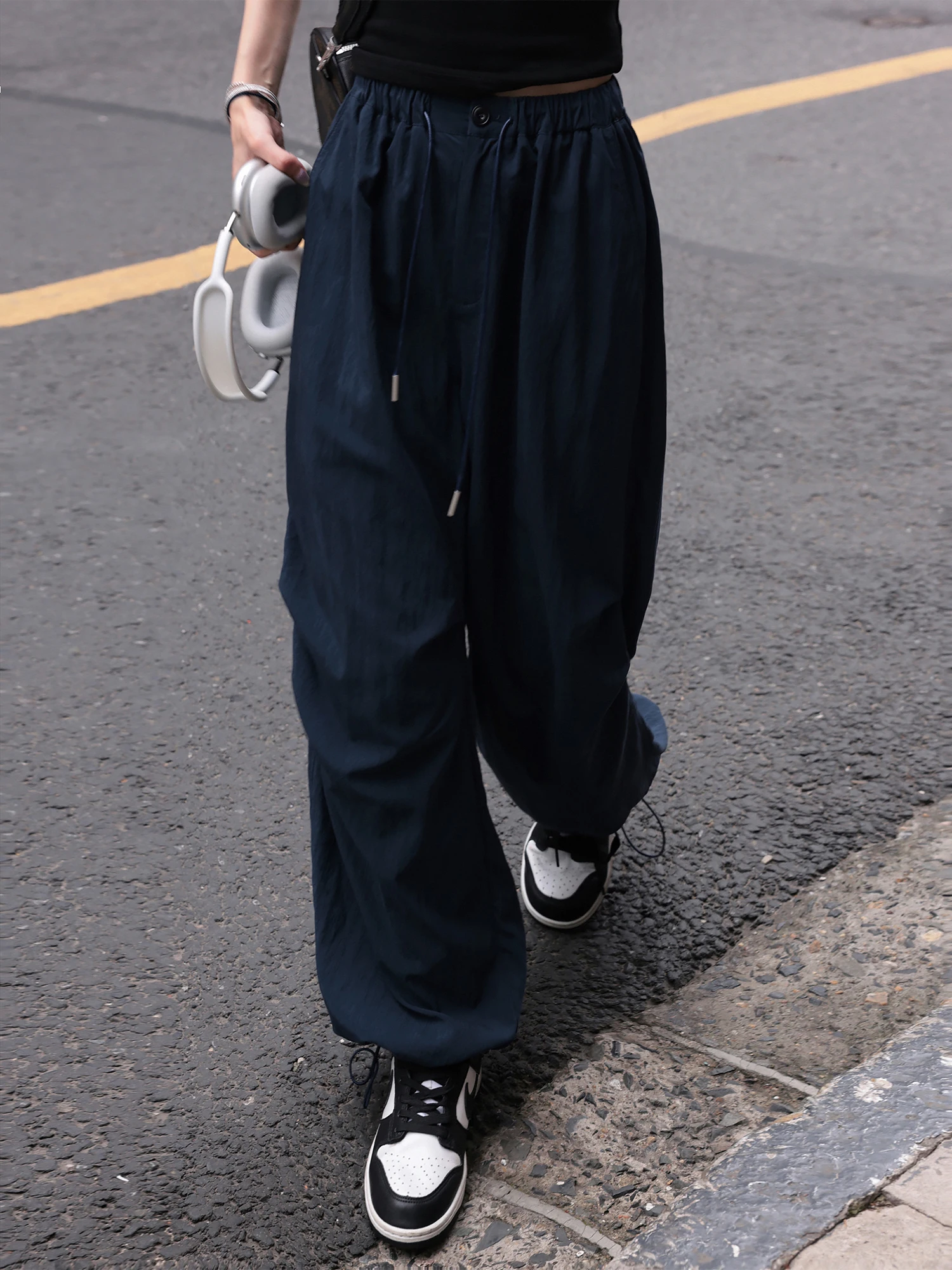 

Женские свободные брюки Zhang Beibei с широкими штанинами, легкие повседневные брюки с высокой талией, летний модный тренд