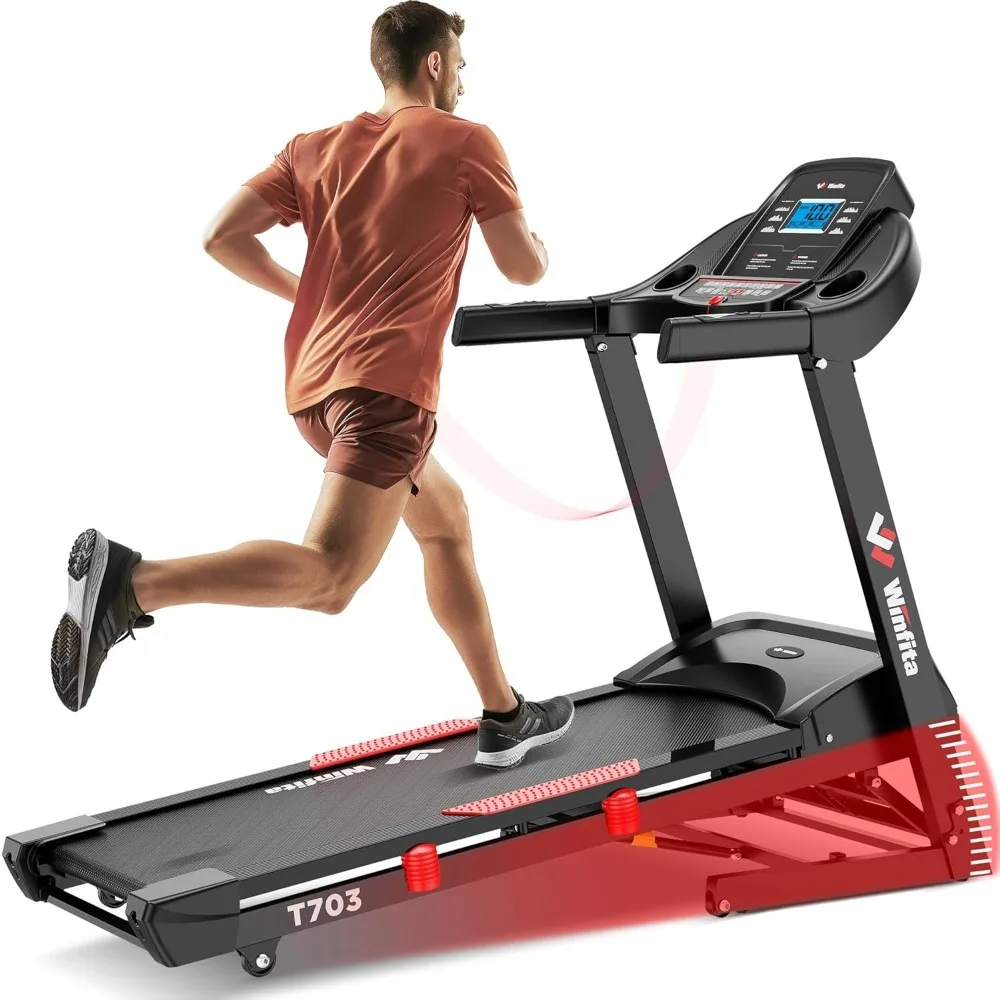 4HP Treadmills, Folding Treadmill with 15% Auto Incline, 300 LBS Capacity & 10 MPH Max Speed, 18'' X 50'' Wide Belt Treadmill