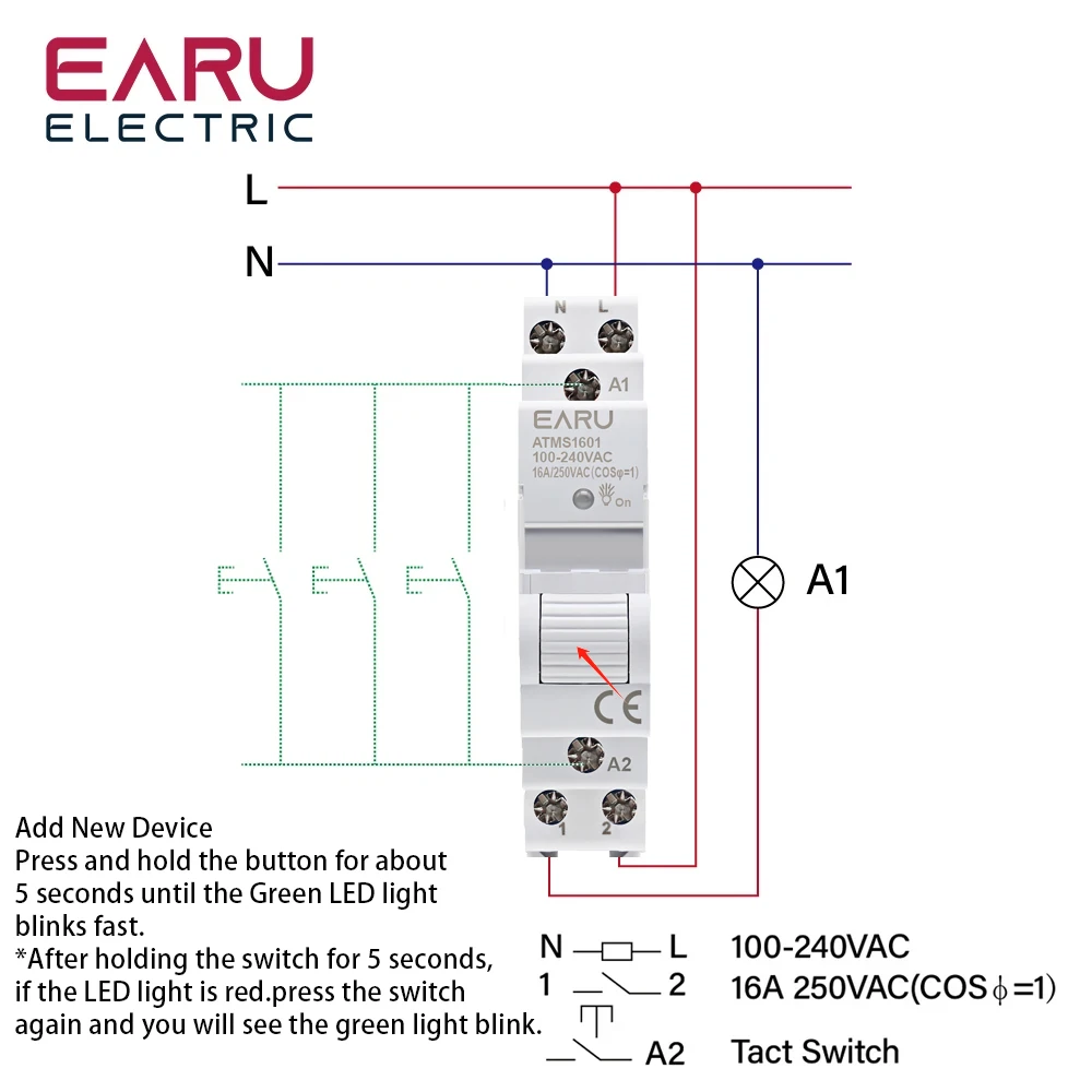 Zigbee WIFI Smart Timer Relay Switch Breaker Remote Control by Tuya APP AC 110V 220V 16A Single Phase 18MM Mimi Din Rail 35mm