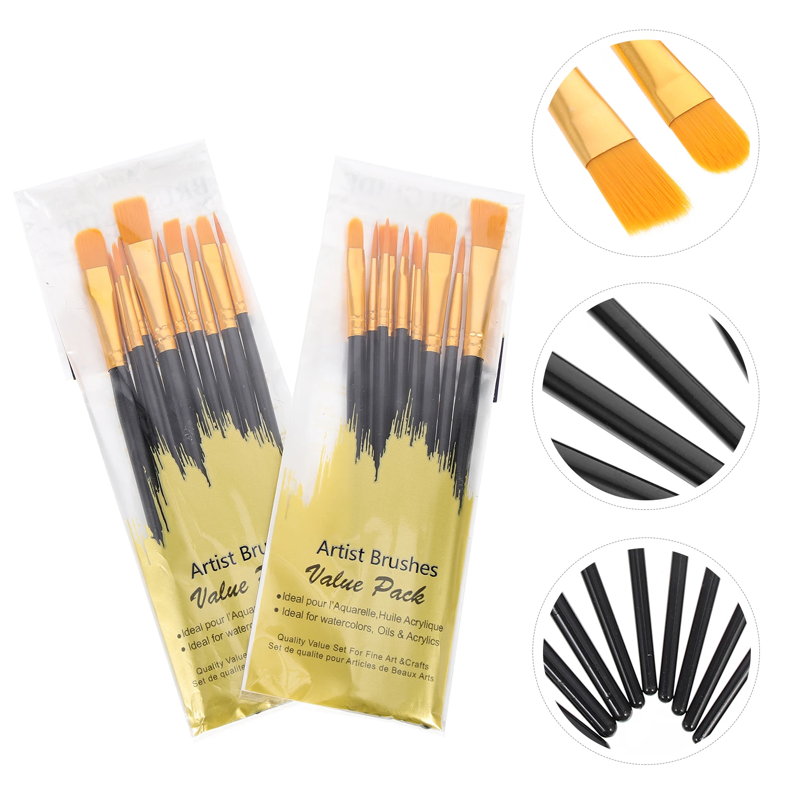 

20pcs Oil Brush Set Paintbrush Fine Detail Small Brushes Acrylic Student Art Supplies Multi Use For Watercolor Gouache Oil