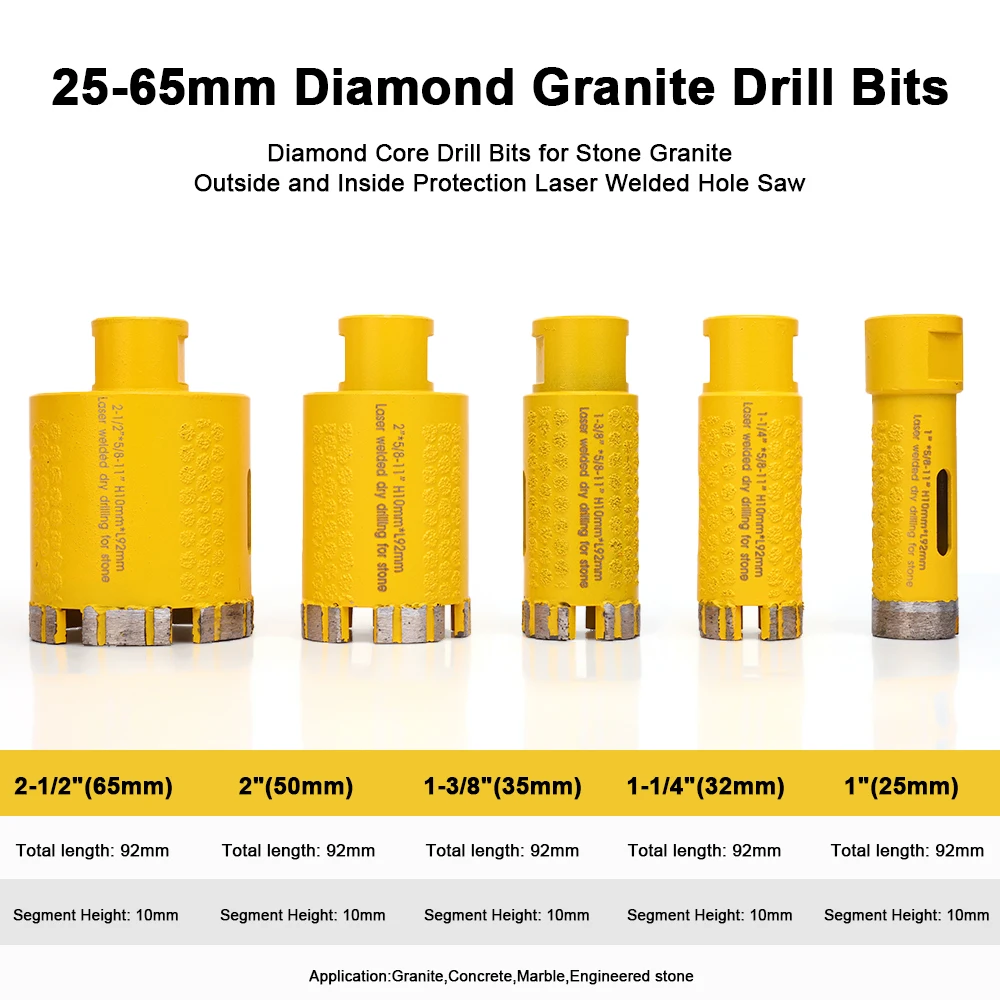 D25mm-50mm dengan Arbor 5/8-11 "Laser lasan berlian inti kering Gergaji lubang berlian untuk pengeboran batu, ubin dan beton