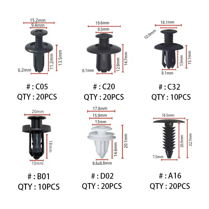 100pcs Mixed Auto Fastener Clip for Opel Astra VAUXHALL MOKKA Zafira Insignia