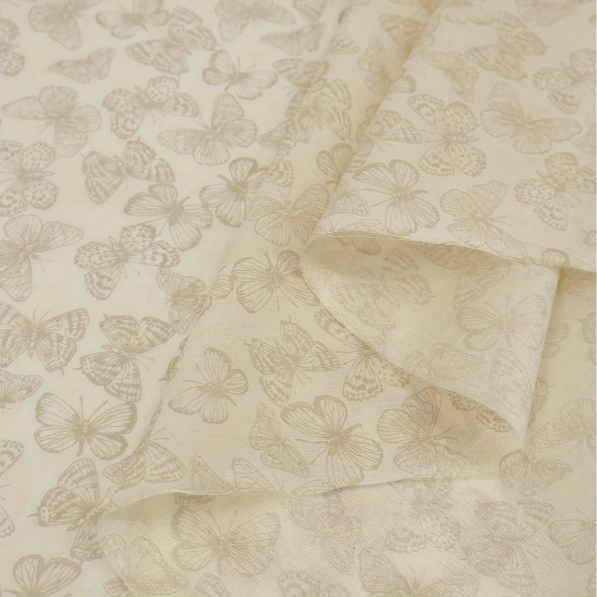 2 Yards Elegant Chinese Style Thin Beige Glossy Dark Pattern Butterfly Print Fabric Cheongsam Han Dynasty Ancient Costume Fabric