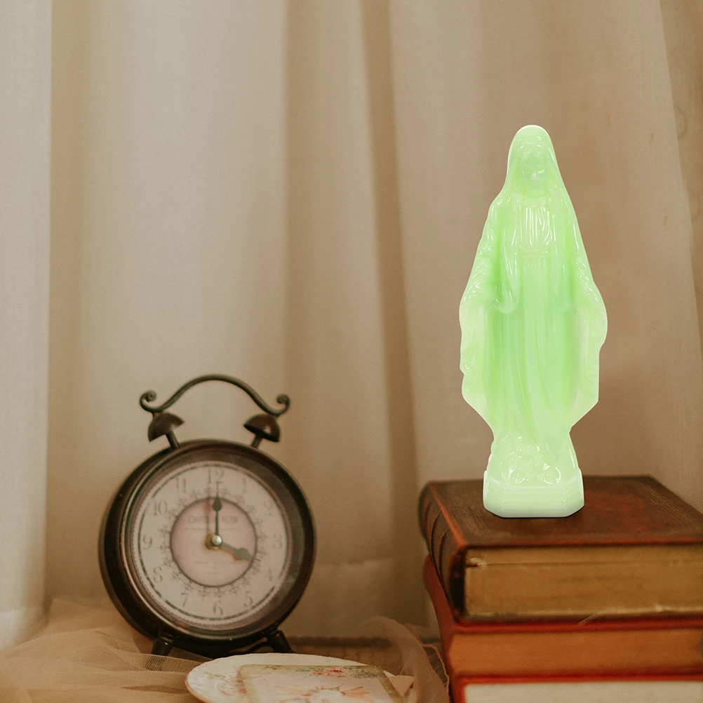 

2pcs Luminous Virgin Mary Statue Mini Religious Decor Desktop Ornament Office Decoration Indoor Sculpture Small Gift For Family