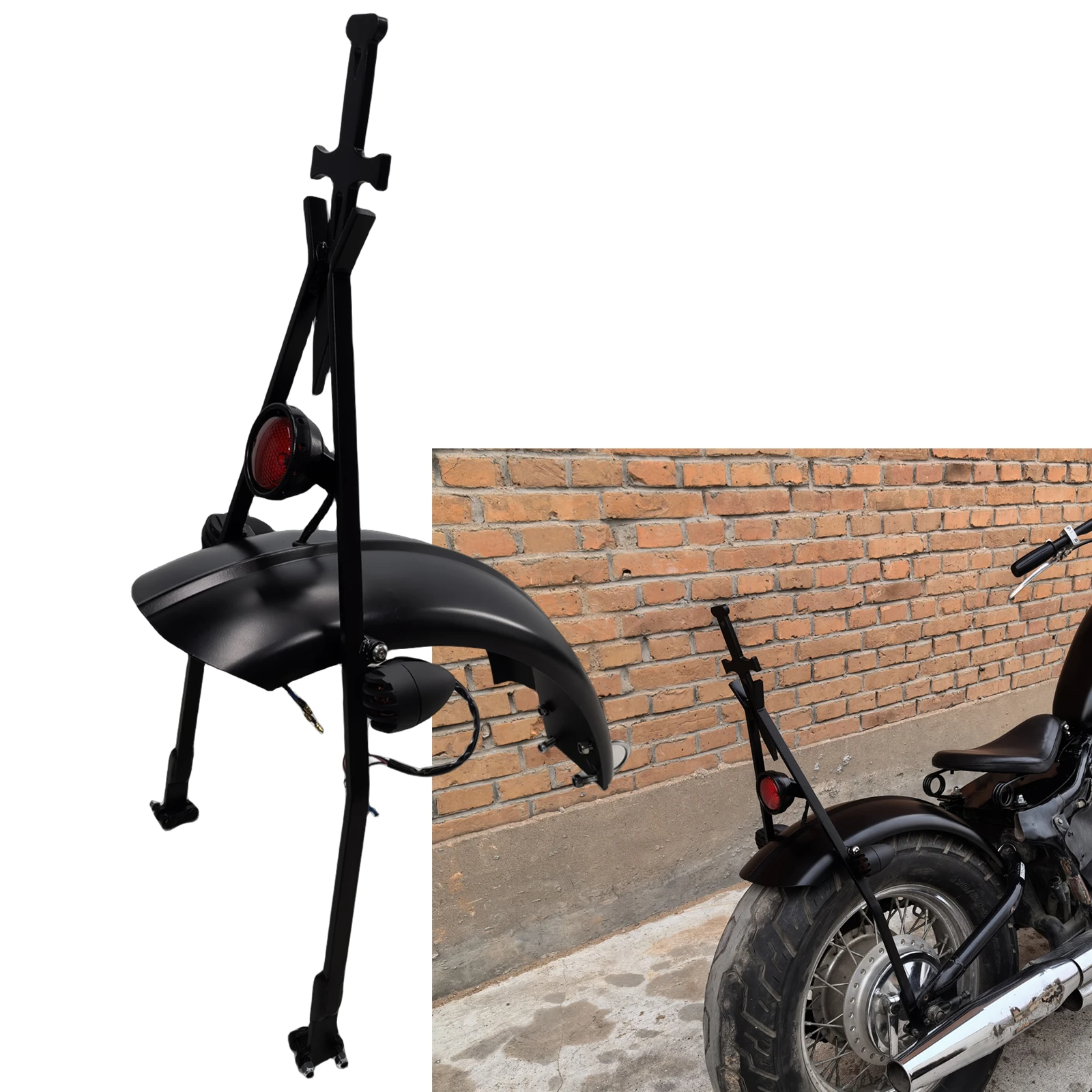 Tylny błotnik motocyklowy osłona koła ogonowego błotnika osłona rozbryzgowa z światło do hondy rumakami VLX 400 600