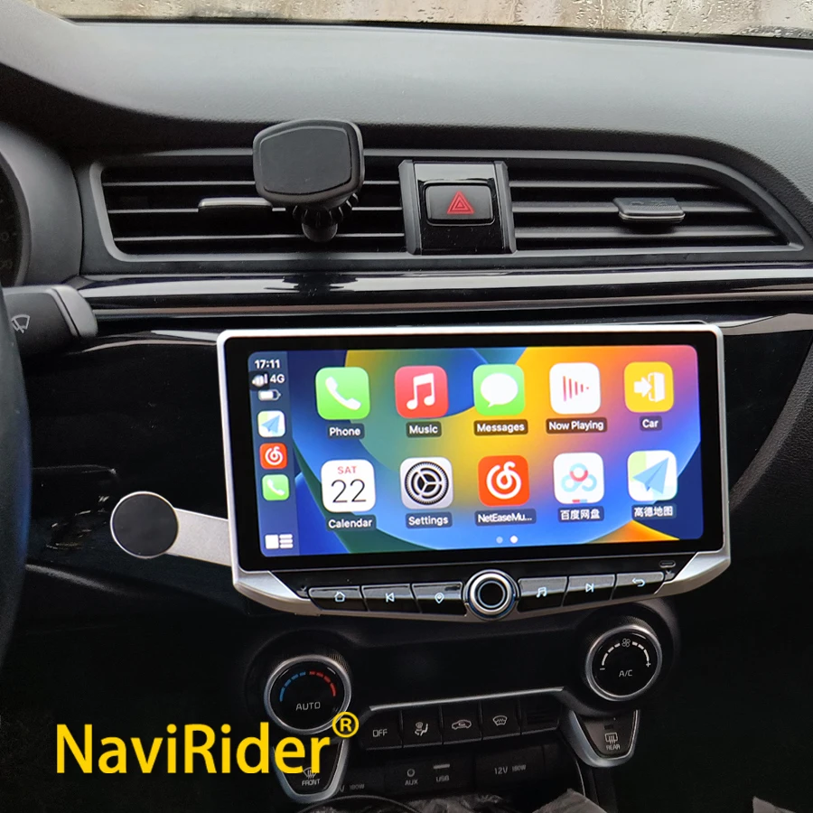 10,88 "Qled Bildschirm Android Video Player Carplay Für Kia RIO 4 2016-2020 Typ-C Lade Mobile halter GPS Multimedia Stereo