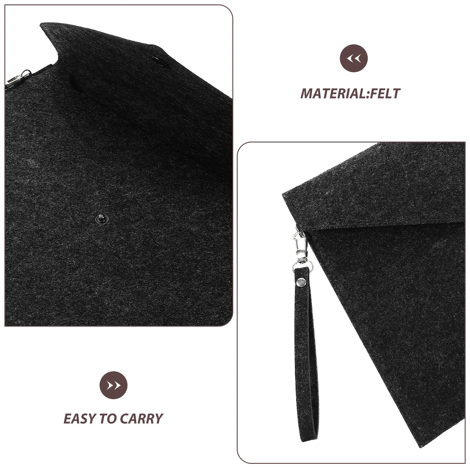 

2pcs Felt File Bags Button Design Thick Document Folders Portable Office Organizers File Storage Travel