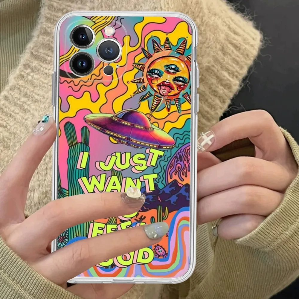 Colourful Psychedelic Trippy Art Phone Case Silicone Soft for iphone 15 14 13 12 11 Pro Mini XS MAX 8 7 6 Plus X XS XR Cover