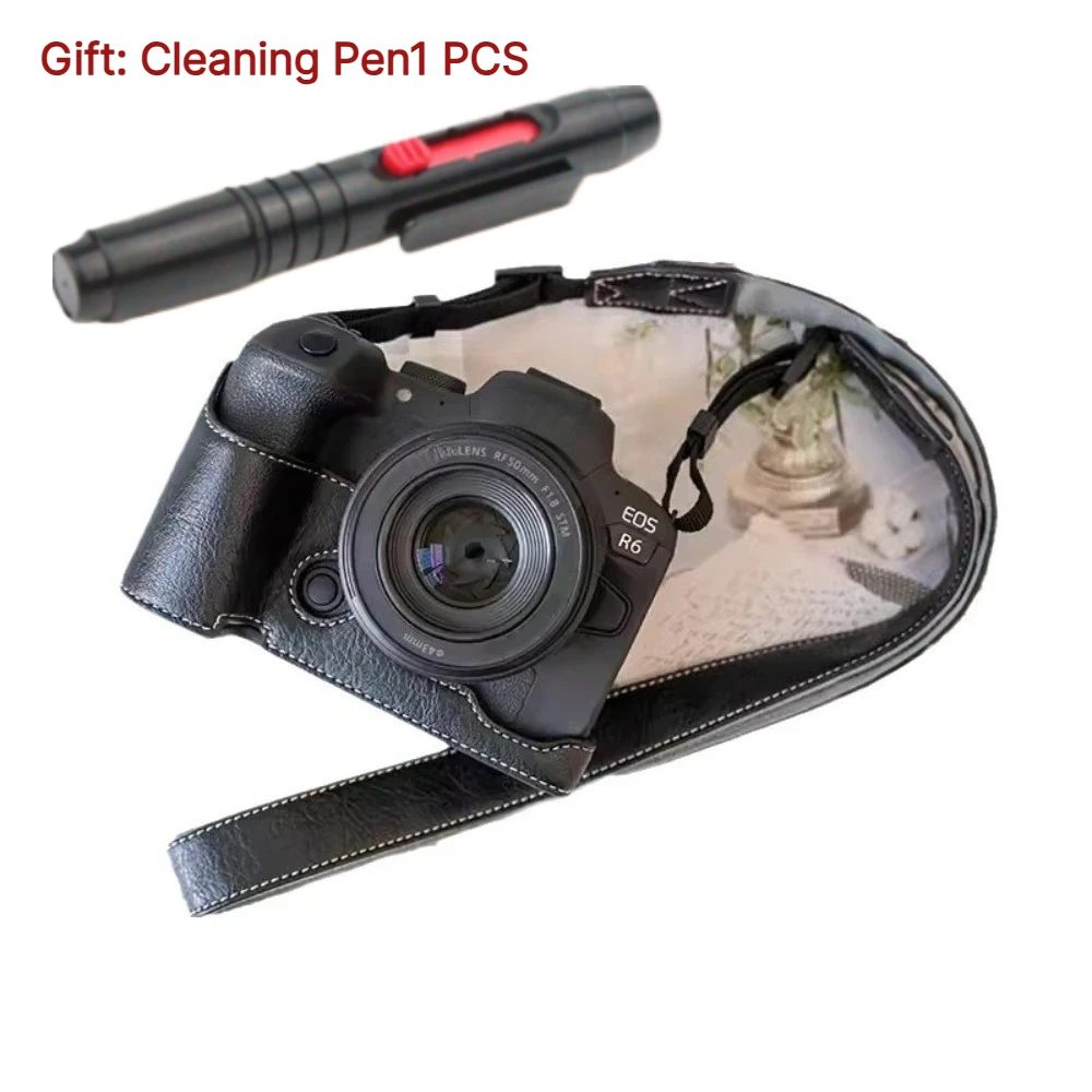 Half set Camera Bag ,For Canon R6III R6II R6 R5II R5 PU Leather case base, Micro-single camera bag r63 +1PCS Free Cleaning Pen