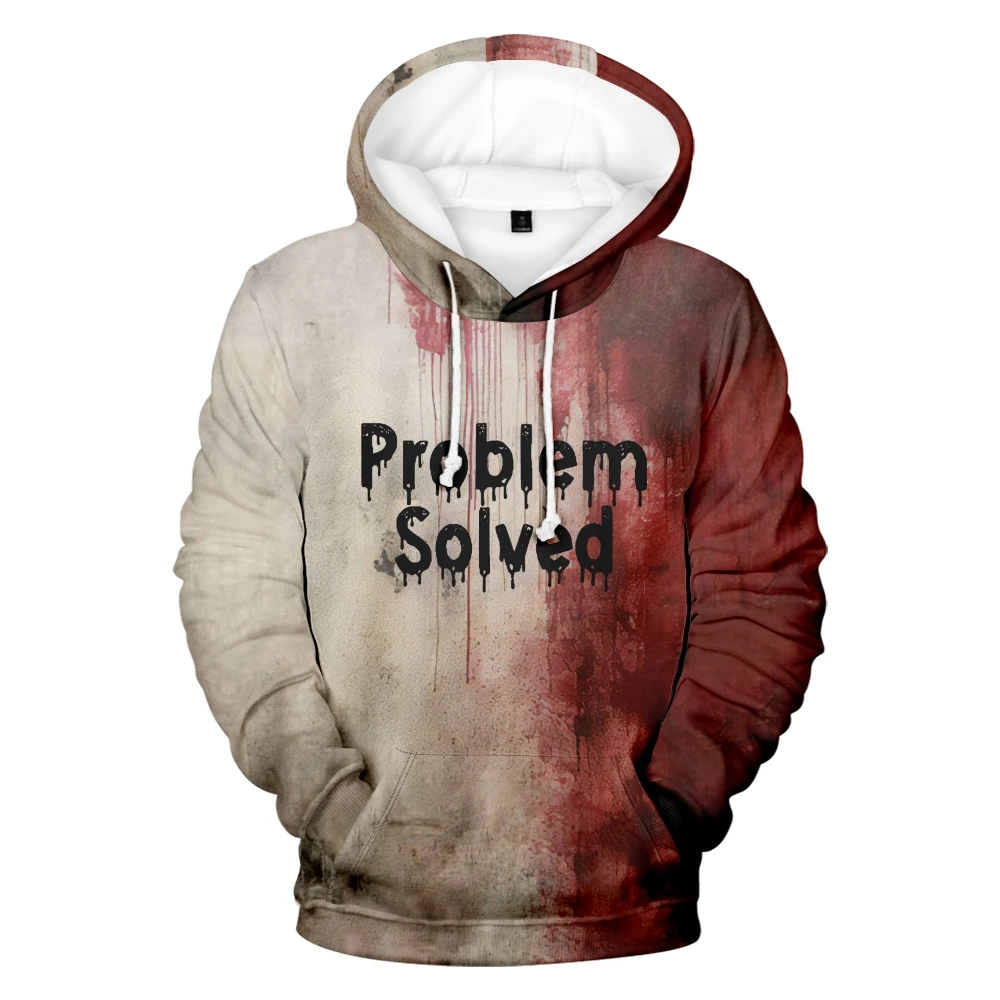 IWE Fine Bloody Problem hoodie, baju hangat bertudung dengan saku tali serut untuk pria/wanita, pullover hip hop