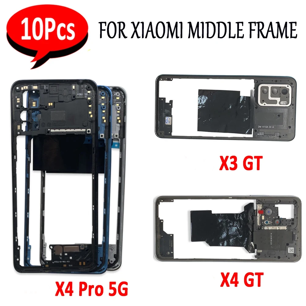 10Pcs，NEW Middle Frame Holder Housing Replacement Repair Parts With Volume Button For Xiaomi Poco X3 GT X4 Pro 5G X4 GT X3